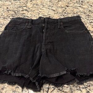 We The Free Black Jean Shorts Distressed Cut-Off Style